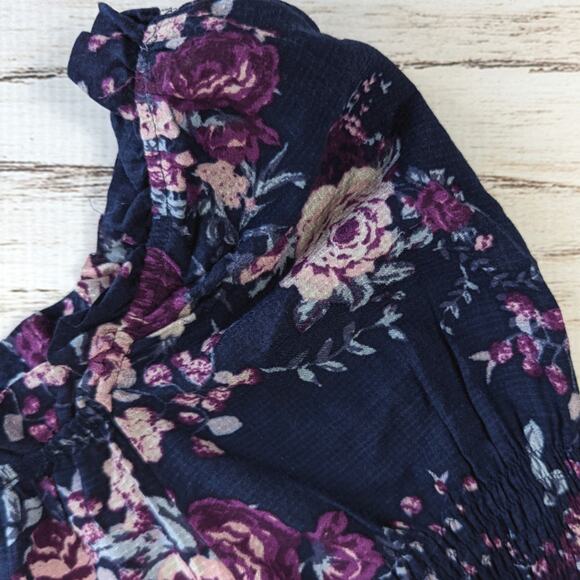 Coco + Jaimeson Navy Floral Peasant Top Sz Small New - Picture 2 of 8